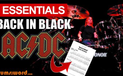 Free Intermediate Mini Song Lessons 6 “Back In Black” (AC/DC) DRUM ESSENTIALS – Free Video Drum Lesson & Sheet Music (Phil Rudd)